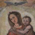 madonna con bambino e santi durante il restauro